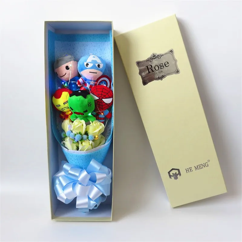 Мультфильм аниме плюшевая игрушка мультфильм светодиодный букеты с искусственными цветами День святого Валентина подарки на выпускной