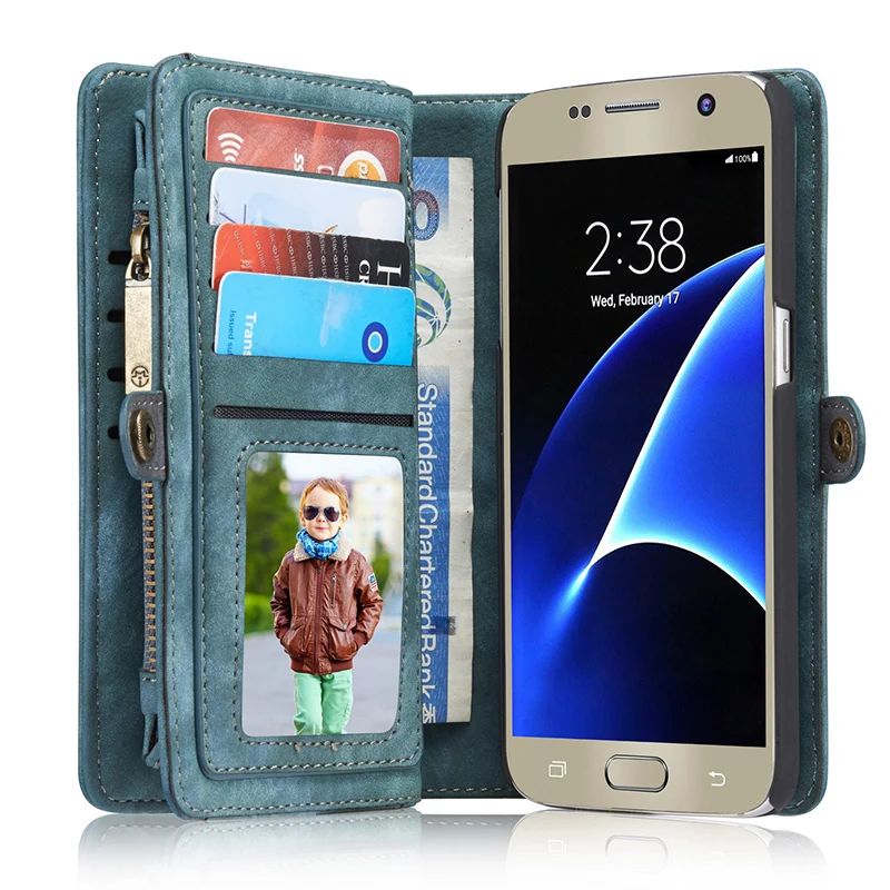 CASEME S7 Luxury Flip Genuine Leather Case for Samsung Galaxy S7 Case