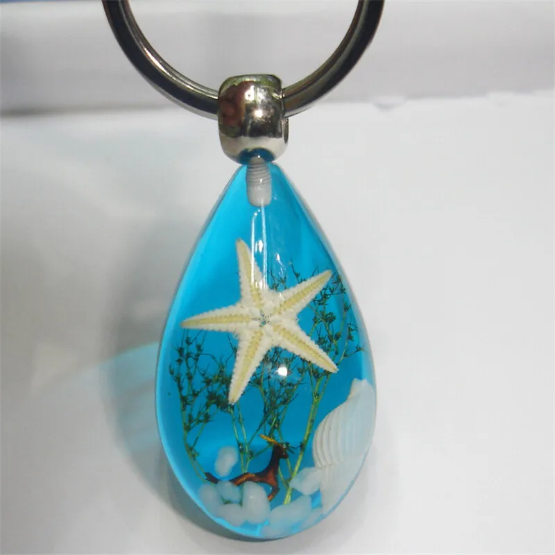 

new arrival creative souvenir keychain luminous starfish key chain fashion travel punk metel resin keyring girls gift