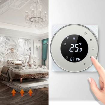 

Programmable 5A Water Heating Controller Temperature Regulator Thermostat Touchscreen LCD with Backlight Voice Control Function