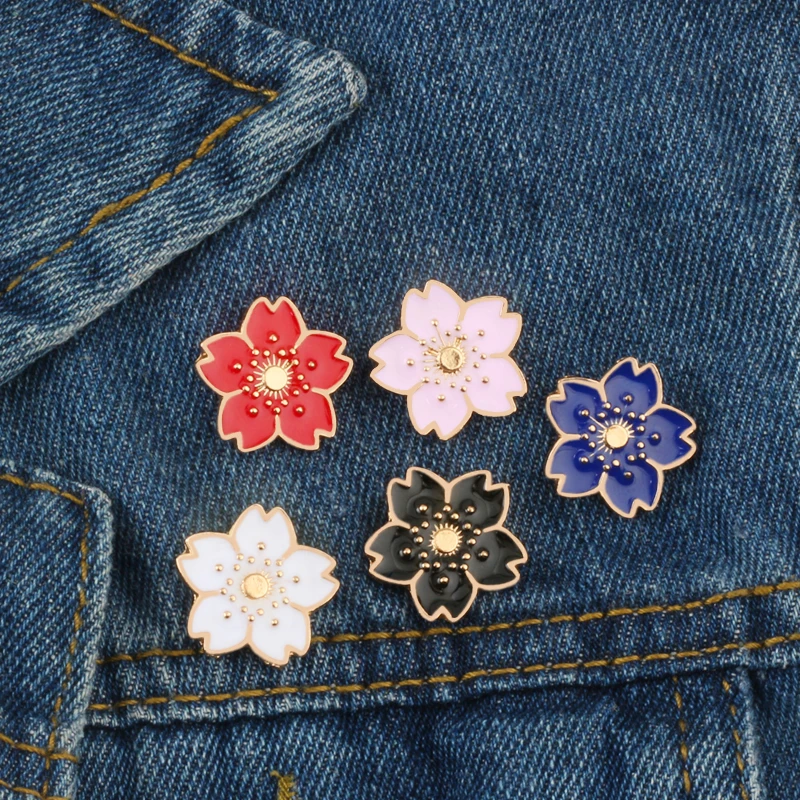 Romantic Blossoms Flower Brooch Pins Button Pins Denim Jacket Pin