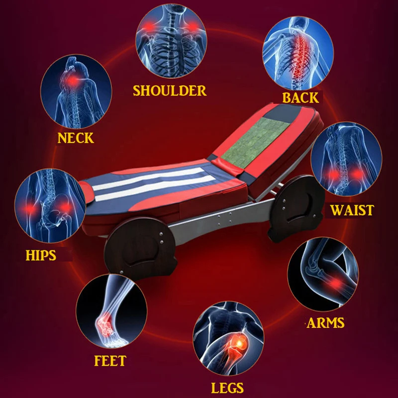  Split-body Electric Kneading Full Body Roller Massager with Carbon Fiber Heating Jade Massage Bed T