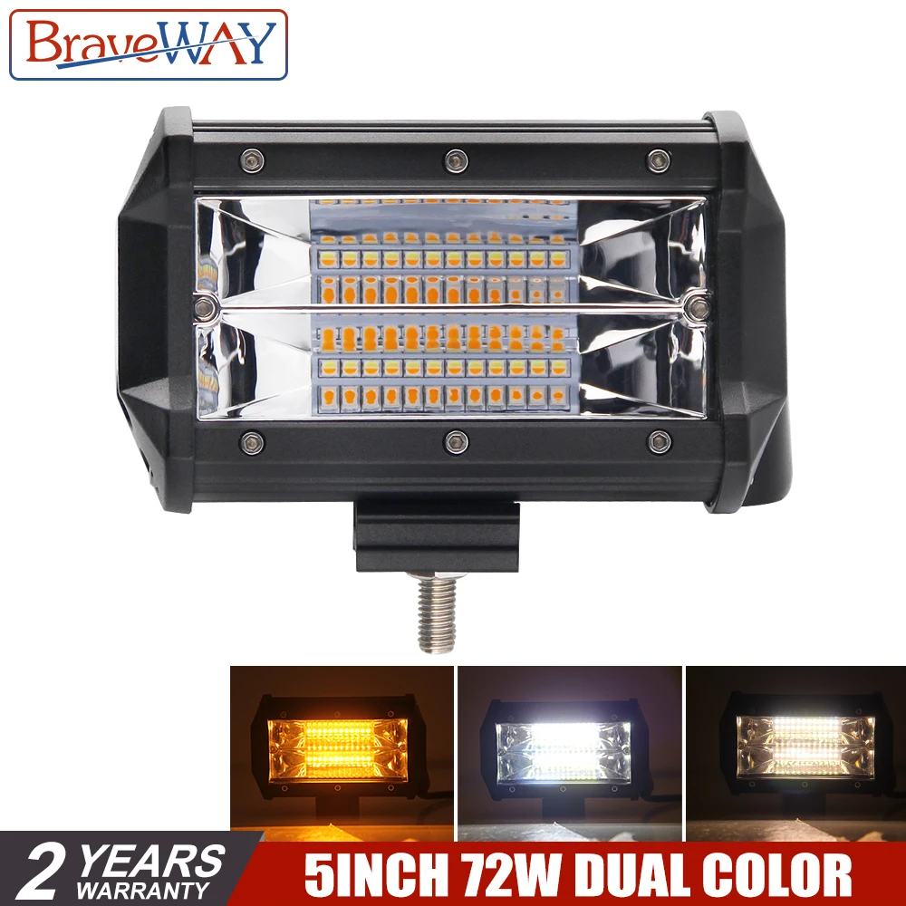 

BraveWay 5 Inch LED Daytime Running Light Fog Lights for Bus Tractor Boat OffRoad Truck SUV ATV Lada LED Work Light 72W 12V 24V