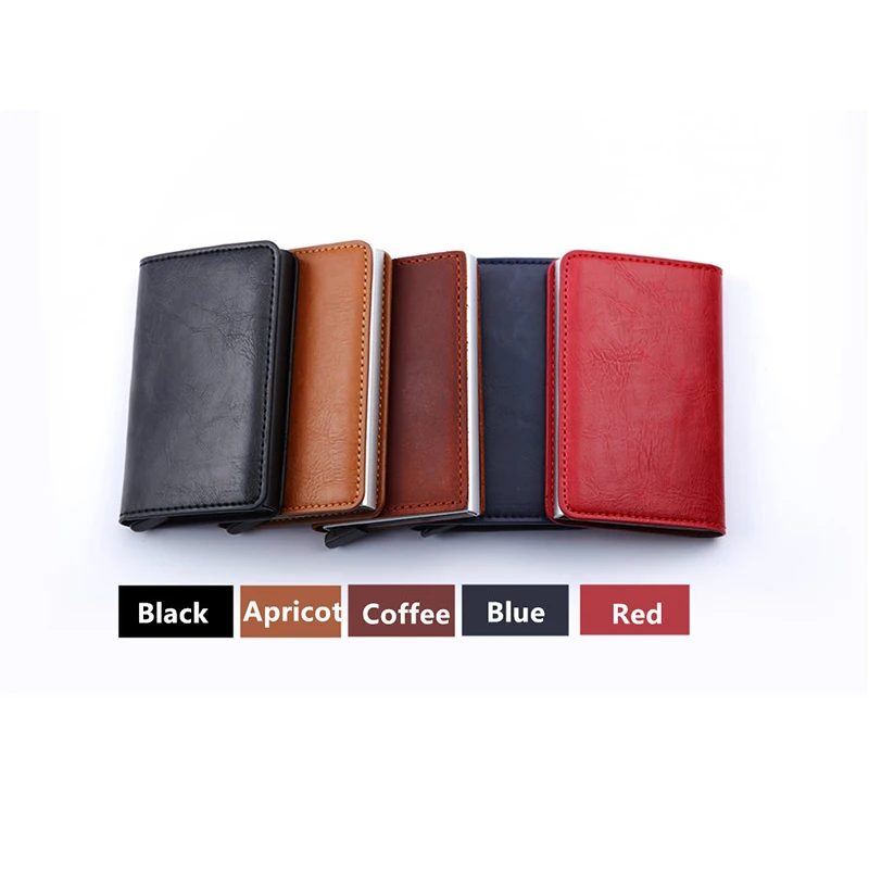 Antitheft Rfid Blocking Wallet Metal Credit Card Holder Automatic Elastic Vintage Aluminum Wallet PU Leather Pass Port Holder Antitheft Rfid Blocking Wallet Metal Credit Card Holder Automatic Elastic Vintage Aluminum Wallet PU Leather Pass Port Holder