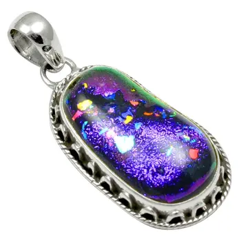 

Lovegem Genuine Dichroic Glass Pendant 925 Sterling Silver ,42 mm, AP4196
