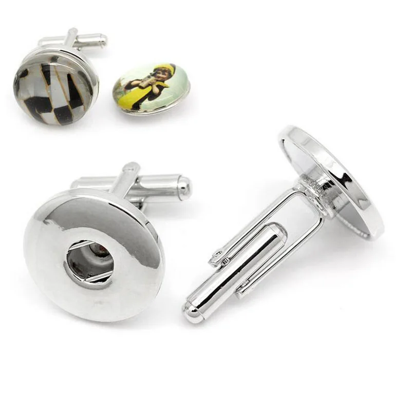 10Pcs 5Pairs Wholesale DIY Round Snap Cuff Links Fit 18mm Snap Buttons