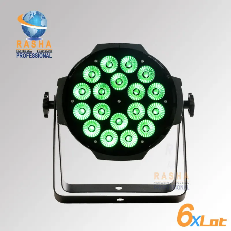 

6X LOT Hot Sale Rasha 18pcs*15W LED RGBAW 5 in 1 Color LED Par Can Light With Powercon,DMX IN For DJ Party Event