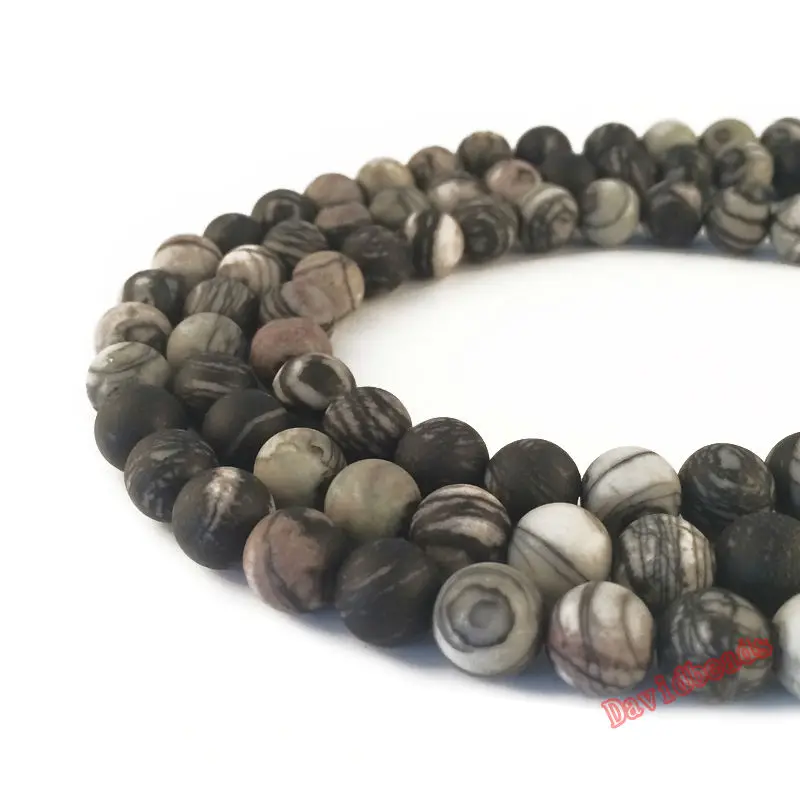 4-6-8-10-12mm-Round-Natural-stone-beads-Matte-Grid-like-stripe-stone-Loose-beads