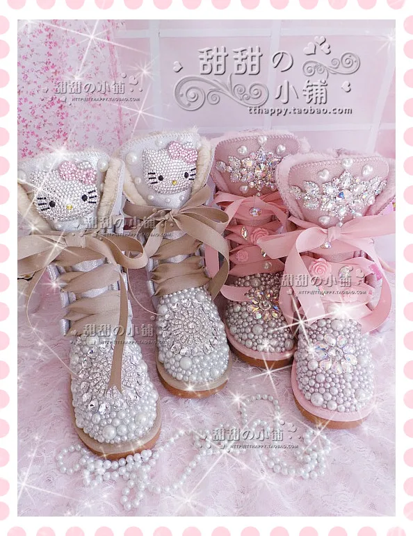 

Snow boots handmade sewing unique design bulb ankel flat with boots top quality genuine sheepskin plush wool warm women shoes