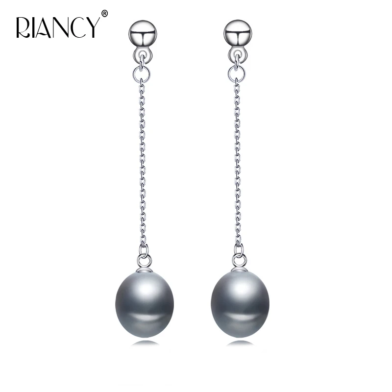 Silver-Gray Pearl Настоящая пресноводная жемчужина серьги для женщин Свадебные украшения натуральные черные жемчужные серьги-кисточки - Цвет камня: Silver-Gray Pearl