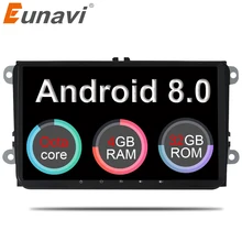 Eunavi 2 din 9” Android 8.0 4G RAM Car Radio Stereo GPS Navi for VW Passat B6 CC Polo GOLF 5 6 Touran Jetta Tiguan Magotan Seat