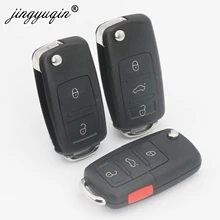 jingyuqin No Blade 2/3/4 Button Remote Flip Folding Car Key Shell for VW MK4 Bora Golf 4 5 6 Passat Polo Bora Touran