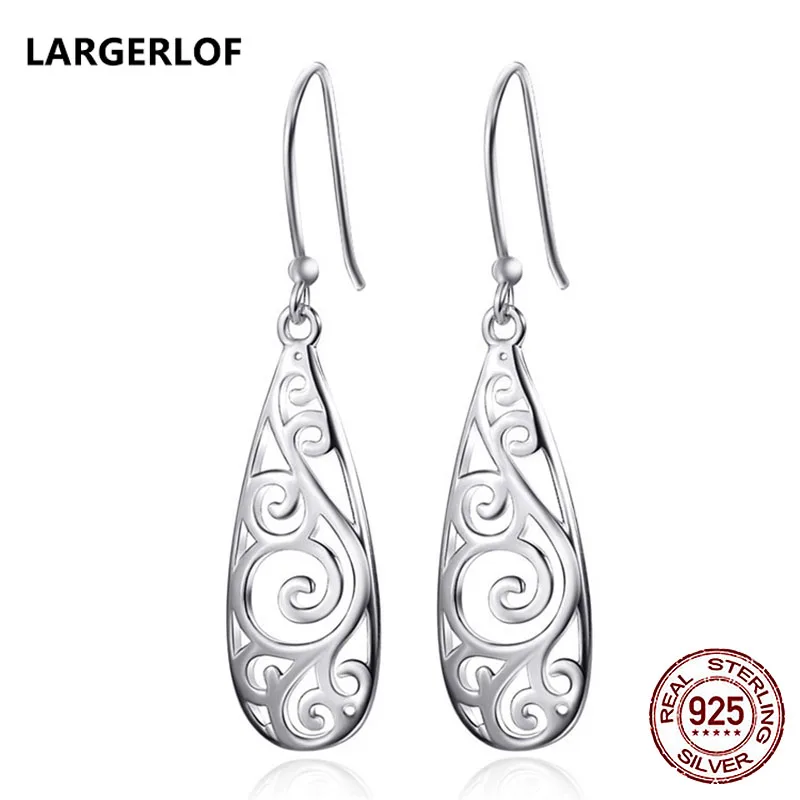 

LARGERLOF Drop Earrings Women Silver 925 Jewelry Handmade Fine Jewelry 925 Sterling Silver Earrings For Women ED50013