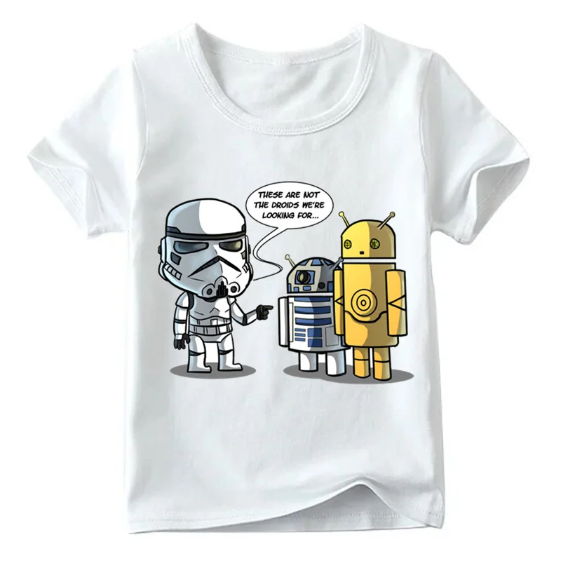 White K Забавная футболка с R2-D2 «Звездные войны» и BB-8 для маленьких мальчиков и девочек летние детские топы с короткими рукавами, детская повседневная одежда HKP5193 - Цвет: White K