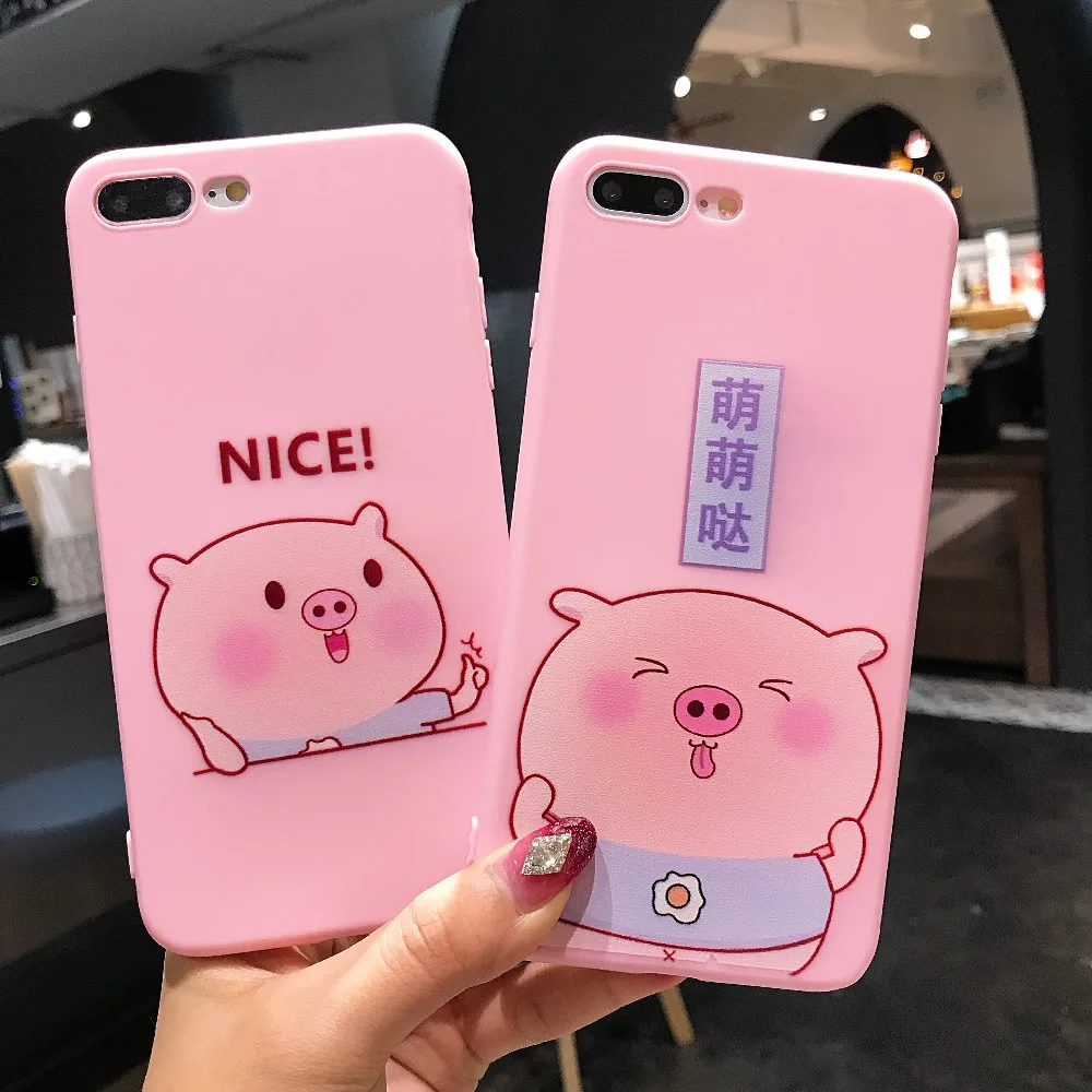 

For iPhone 6 6S 7 8 Plus Cases Cute Sprouting Nice Pig Soft TPU Silicone Shell For iPhone X XR XSMax Cover Capa Coque Phone Case