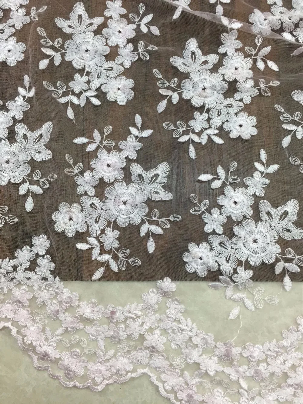 

Swiss Cotton Flower Embroidered African French lace fabric High quality African tulle lace fabric for wedding dress S322 5y