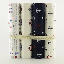 Хлопок teramila ткань 4 шт. 40 см x 50 см/шт. Морской якорь с принтом жир четверти для шитья одежды постельные принадлежности лоскутное ремесло