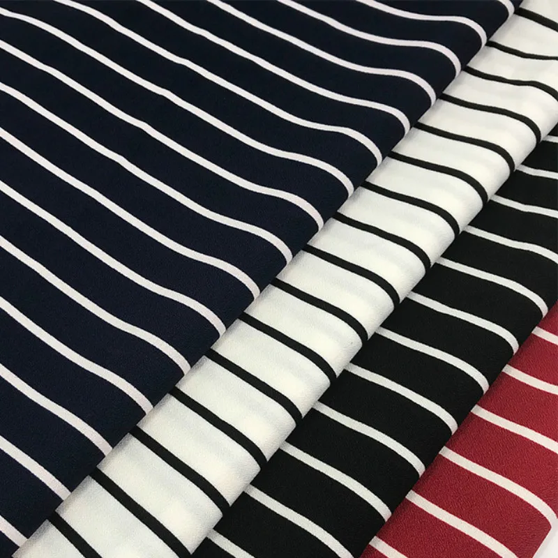

100D Striped Printed Four-sided Elastic Chiffon Fabric DIY Sewing Quilting Textile Polyester Spandex Apparel Fabric