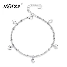 NEHZY – bracelet en argent en forme de cœur pour femme, bijoux rétro de haute qualité, 17CM + 4CM, nouvelle collection 2018