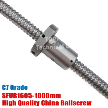 

SFU1605 L1000mm rolled ball screw C7 with 1605 flange single ball nut for BK/BF12 end machined CNC parts