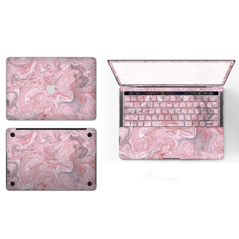 

6 style Four sides Marble PVC laptop sticker Back + screen border + keyboard cover + bottom Notebook skin for macbook pro 13 air