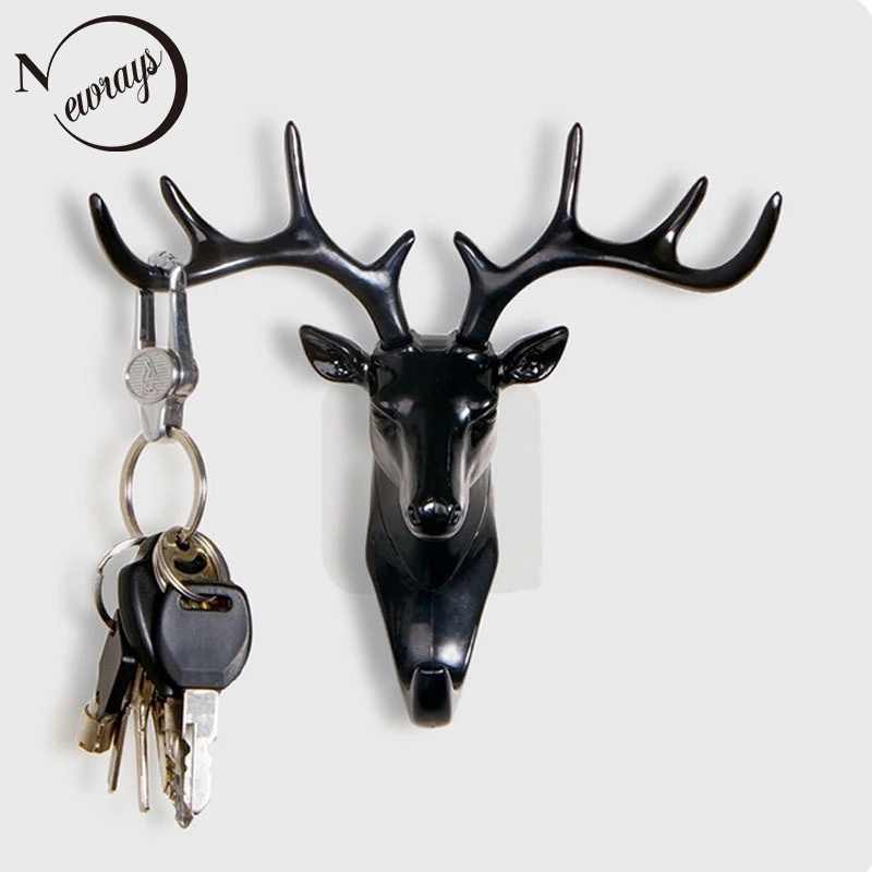 

Modern Nordic deer hook up animal key holder creative hanger art decor wall hooks with 3 colors ABS hanging bag key hat umbrella