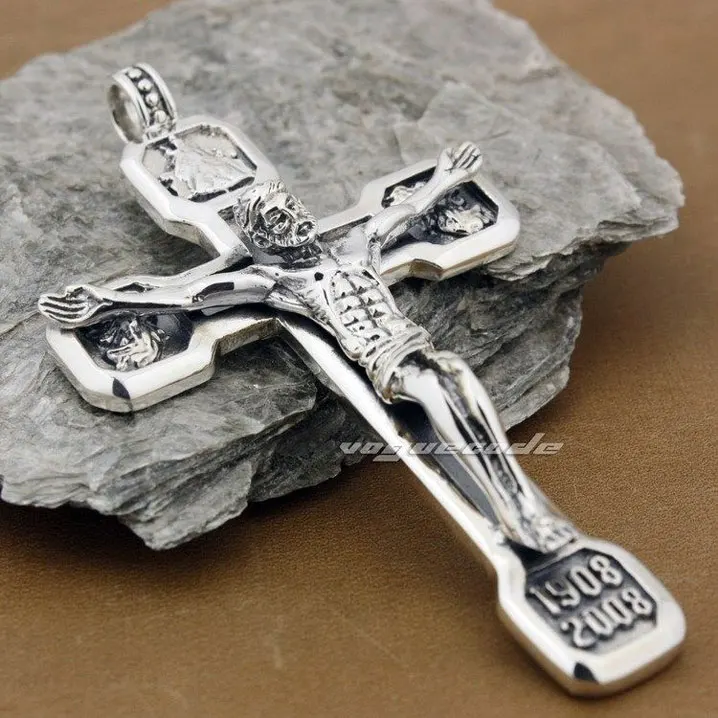 Huge and Heavy Fashion Lovers Pendant Solid 925 Sterling Silver Jesus