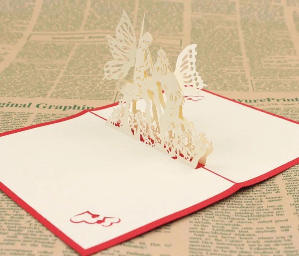 Carte D Invitation 3d D Ange D Amour 10 Pieces Faite A La Main Kirigami Origami Pour Fete De Mariage Carte Postale D Anniversaire Aliexpress