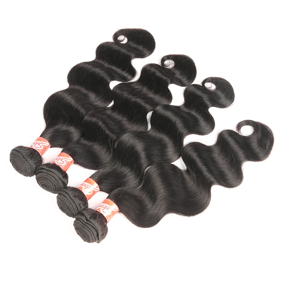 Sleek Human Hair Bundles With Lace Frontal Closure With Baby Hair Brazilian Body Wave Hair 2 3 4 Bundles Hair Extension Non Remy