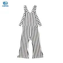Детские Полосатые брюки с подтяжками для маленьких девочек; комбинезоны; комбинезон с колокольчиками; одежда