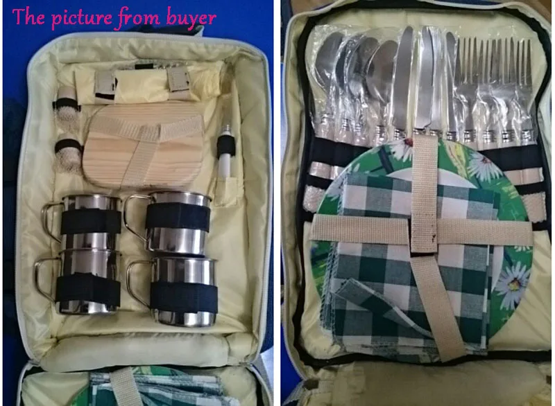 Портативная сумка для посуды, четыре человека, сумка для пикника, сумка для пикника, сумка для путешествий на открытом воздухе, набор для кемпинга, пикника, многофункциональная походная посуда