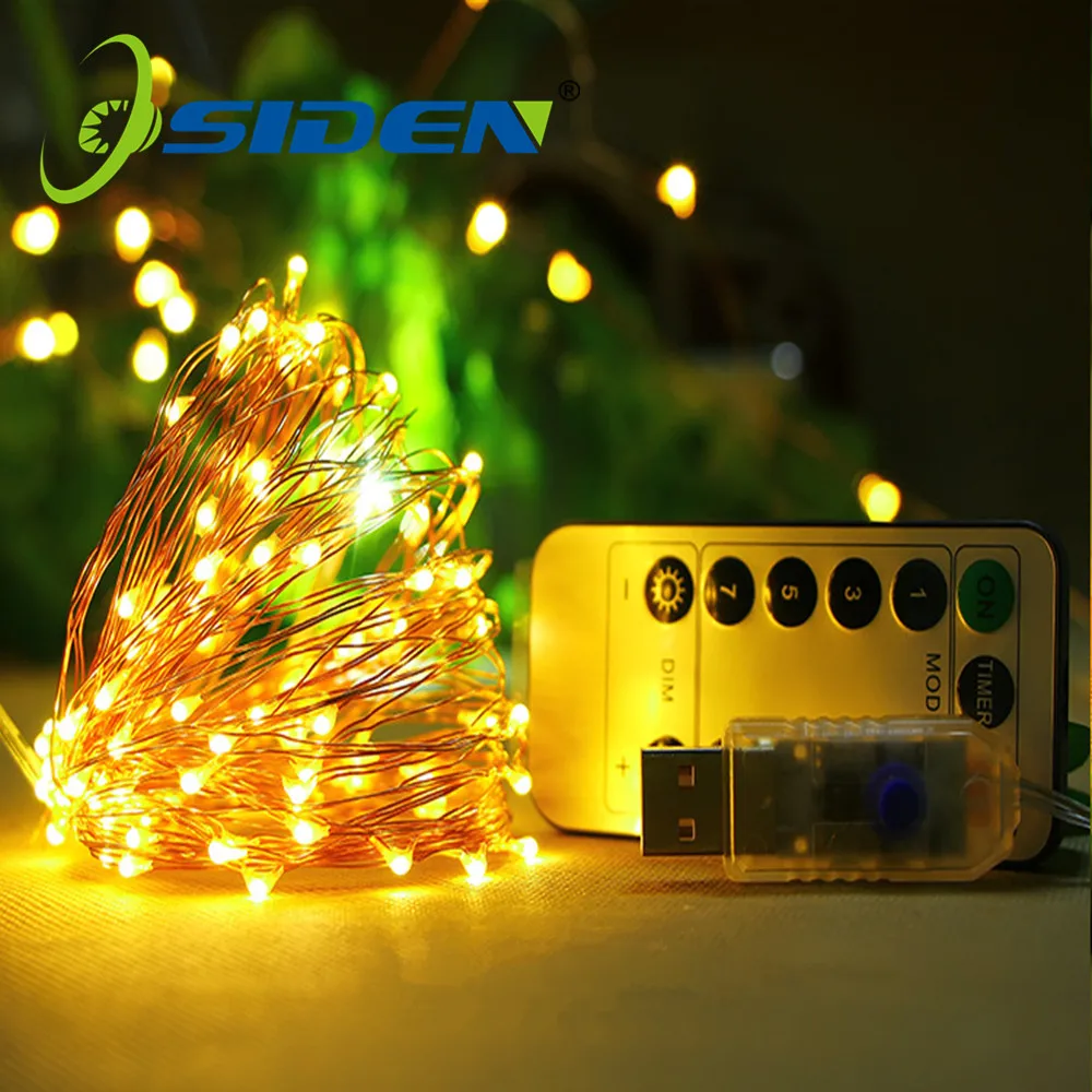 USB 8 Modes 10M 100 LED String Light Christmas Waterproof Copper Wire LED String Fairy Light Battery Powered Remote Control