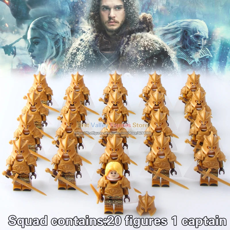 

DR.TONG 21PCS Medieval Knight Game of Thrones MOC Figure Jaime Lannister Barristan Selmy Building Blocks Toys for Children BR116