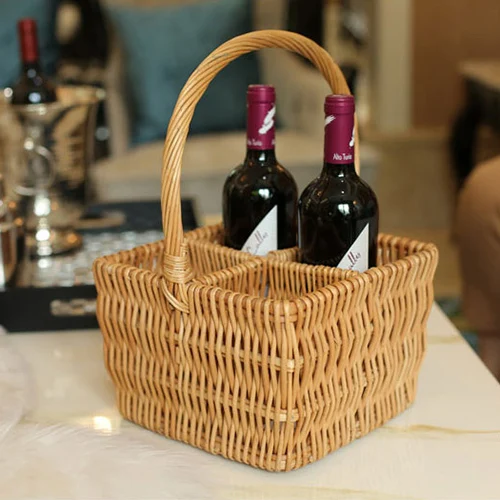 Pastoral hecha a mano De Mimbre Cestas De Almacenamiento para Licores