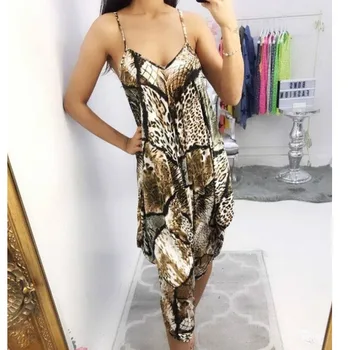

Summer Women Sleeveless Leopard Printed Jumpsuit Long Pants Trousers Outfits