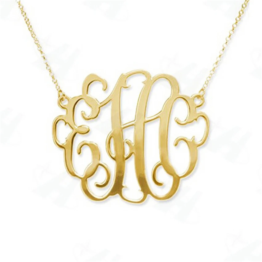 

Custom Monogram Necklace Fashion Bold Statement Initial Letter Pendant Necklace, Gold Necklace for Women, Colares Femininos