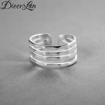 

DIEERLAN Bohemian 925 Sterling Silver Multi Layer Geometric Rings for Women Vintage Adjustable Ring Anillos