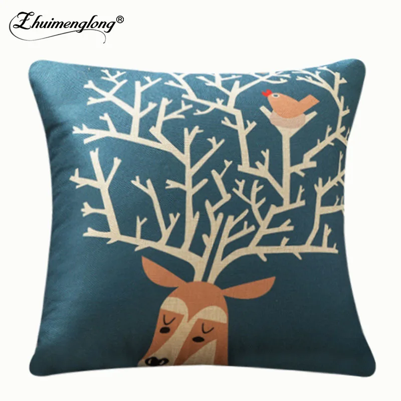 Nordic Style Decorative Pillows Cover Deer Animal Housse De Coussin Coussins Couvre