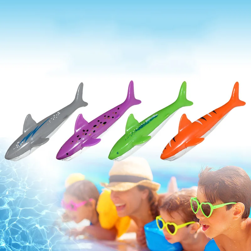 4pcs Diving Toy Pool Dive Shark Throwing Water Torpedo Underwater Fun