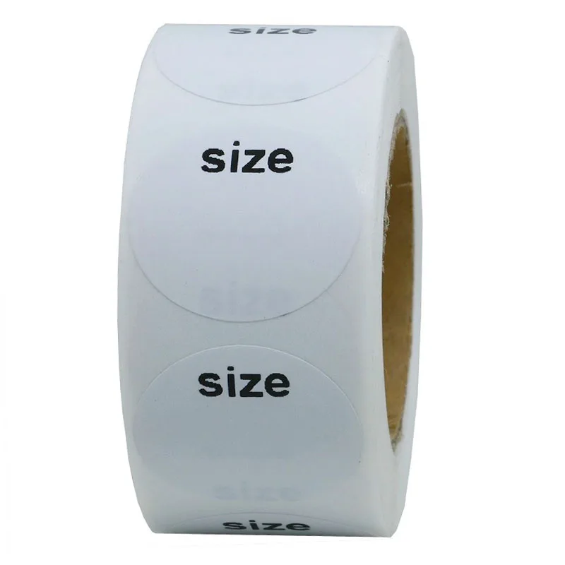 

1000PCS 1inch Round clothing "size" Stickers Labels scrapbooking White Adhesive Labels for Apparel Retail
