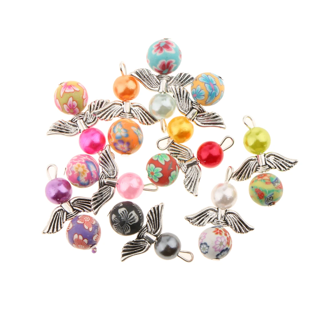 10 Pieces Mixed Angel Wings Drop/Heart Pendants Charms Beads for DIY Apparel Sewing charms punk cosplay style costume Crafts
