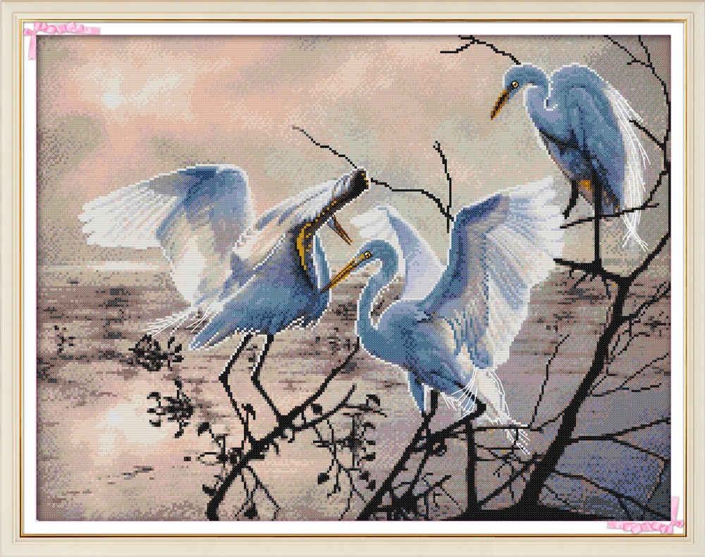 Три egrets Набор для вышивки крестом aida 14ct 11ct печать на холсте вышивка крестиком