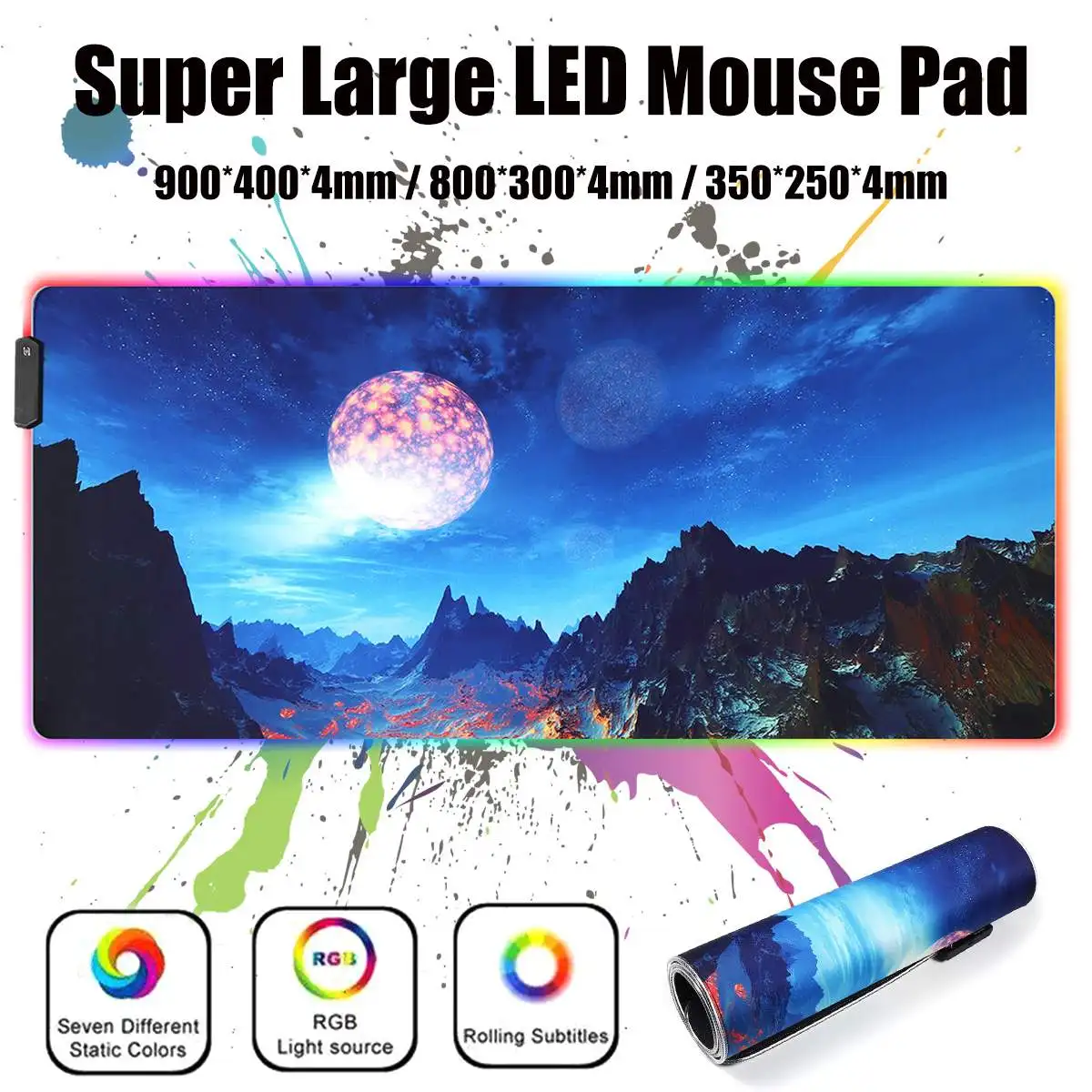 Цветная(RGB) светодиодный большой игровой Мышь Pad компьютерный геймер USB проводной светодиодный освещение Красочный Световой Non-slip Мышь коврик стол коврик для мыши коврик