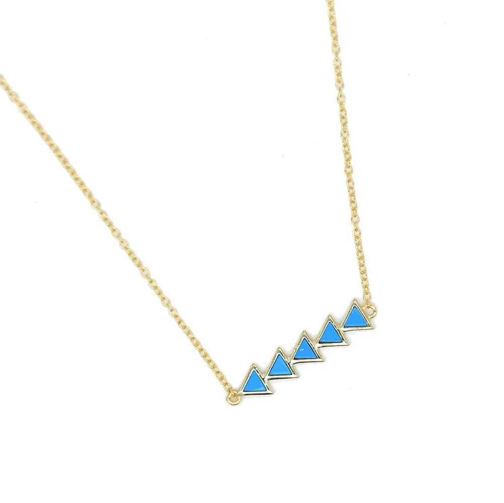 

GEM blue turquoises gold vermeil 925 sterling silver design geometric triangle arrow charm Turquoises stone fashion necklaces