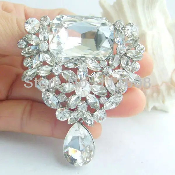 

Bridal Costume Jewelry Bouquet Wedding Bridal Rhinestone Crystal Drop Flower Brooch Pin Bridesmaid Jewelry KPA02095C1