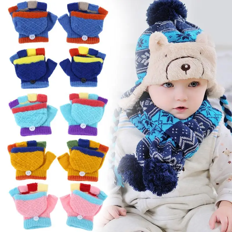 1 Pair Baby Gloves Cotton Winter Baby Kids Cute Casual Gloves Children