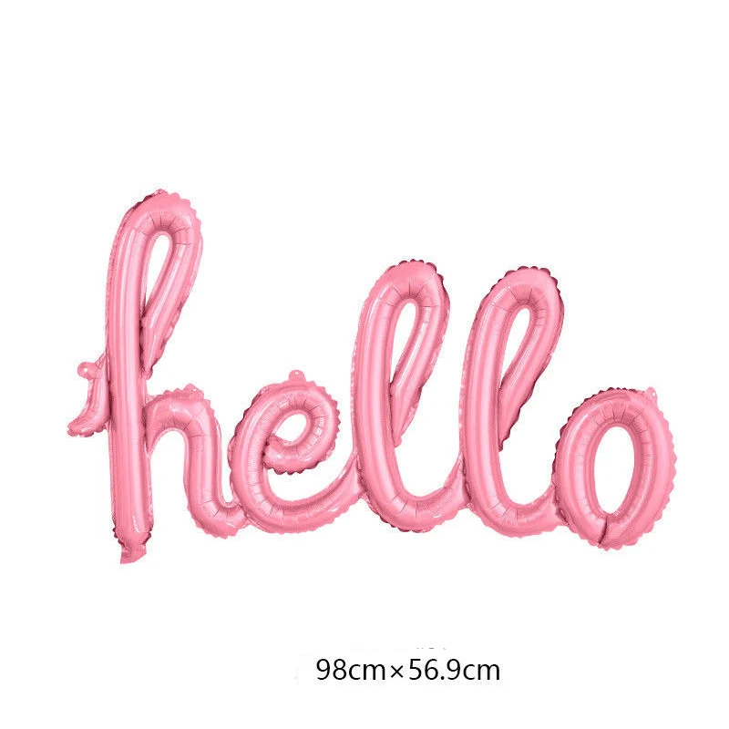 GXINUG любовь Привет да день рождения скрипт надувной шар из алюминиевой фольги слова день рождения для свадьбы или «нулевого дня рождения» DIY украшения - Цвет: Hello Script Pink