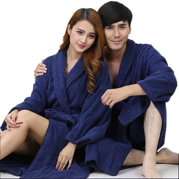 

Cotton men bathorbe Pajamas Bathrobe Bridesmaid Home Family XXL men's robe nightgown boys thickening soft long autumn winter