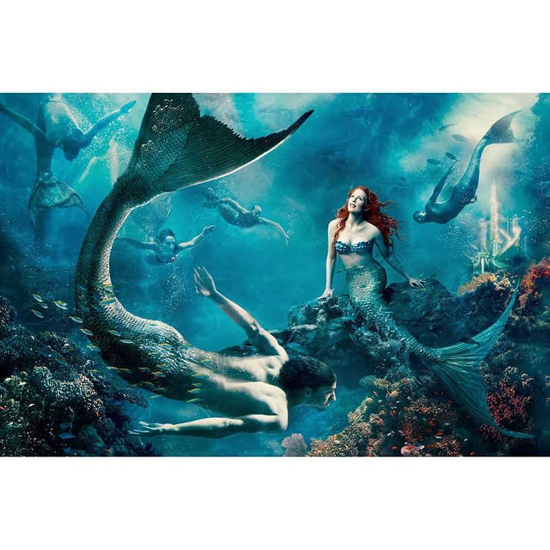 

Full SquareRound Drill 5D DIY Diamond Painting Mermaid under the sea 3D Embroidery Cross Stitch Mosaic Home Decor ZH