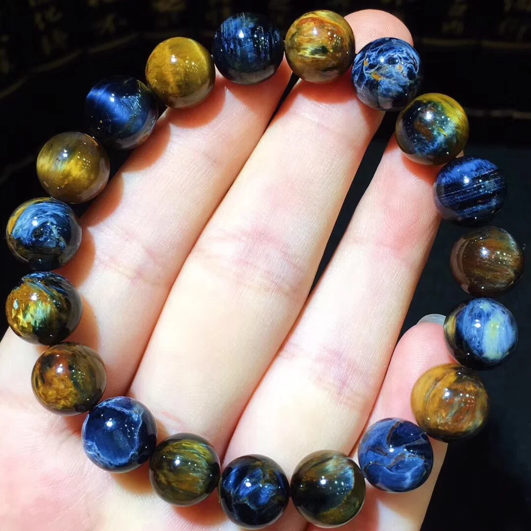 

B12415 10.3mm Natural 100% Namibia Pietersite Blue Red Beads Gemstone Round Bead Bracelets Man Women